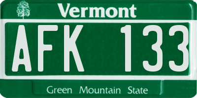 VT license plate AFK133