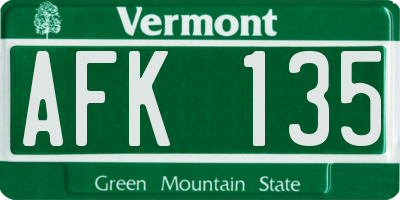 VT license plate AFK135