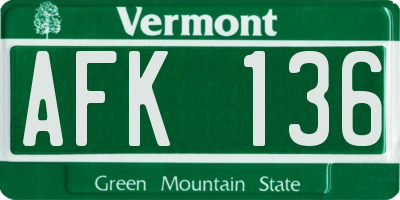 VT license plate AFK136