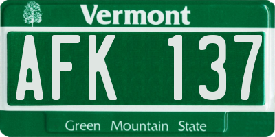 VT license plate AFK137