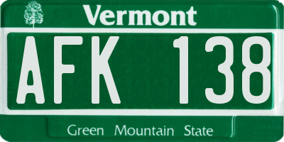 VT license plate AFK138