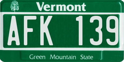 VT license plate AFK139