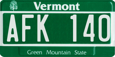 VT license plate AFK140