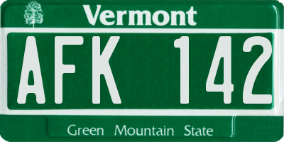 VT license plate AFK142