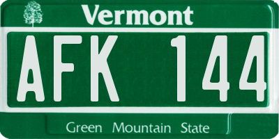 VT license plate AFK144