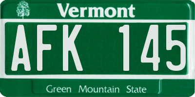 VT license plate AFK145