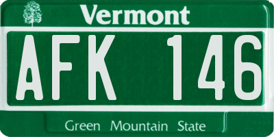 VT license plate AFK146