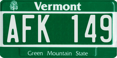 VT license plate AFK149