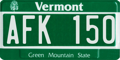 VT license plate AFK150