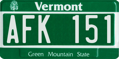 VT license plate AFK151