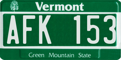 VT license plate AFK153