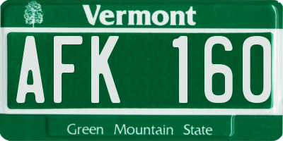 VT license plate AFK160
