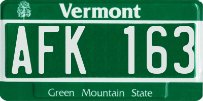 VT license plate AFK163