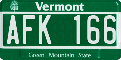 VT license plate AFK166