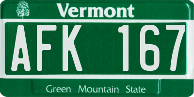 VT license plate AFK167