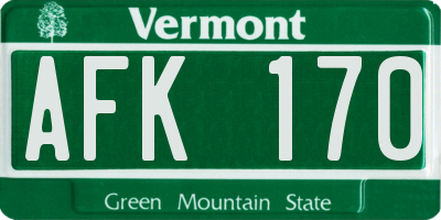 VT license plate AFK170