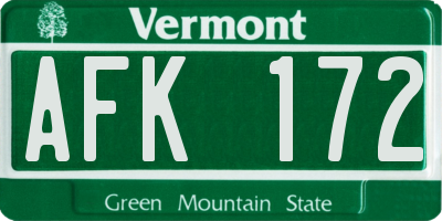 VT license plate AFK172