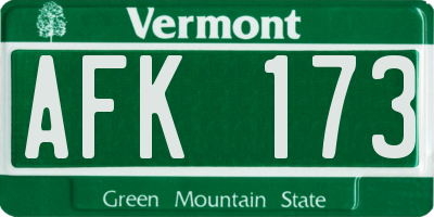 VT license plate AFK173