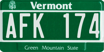VT license plate AFK174