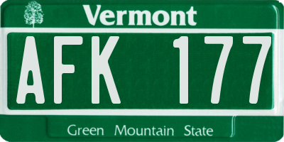 VT license plate AFK177