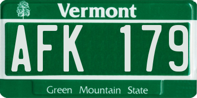 VT license plate AFK179