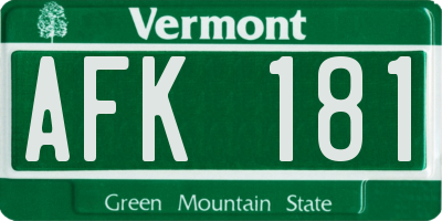 VT license plate AFK181