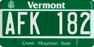 VT license plate AFK182