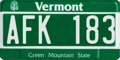 VT license plate AFK183