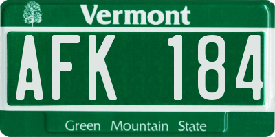 VT license plate AFK184
