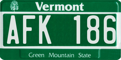 VT license plate AFK186