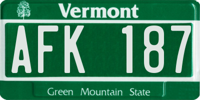 VT license plate AFK187