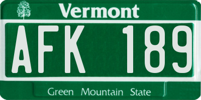 VT license plate AFK189