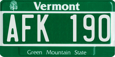 VT license plate AFK190