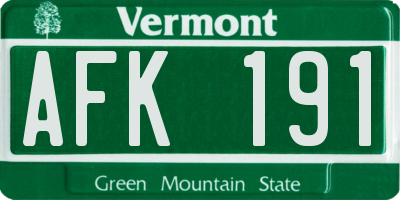 VT license plate AFK191