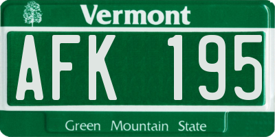 VT license plate AFK195