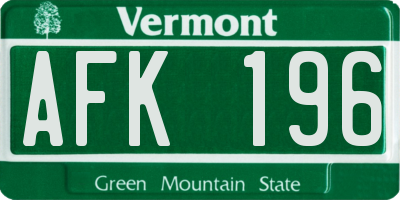 VT license plate AFK196