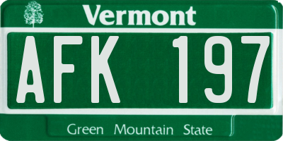 VT license plate AFK197