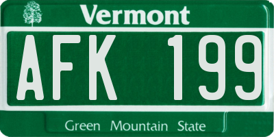 VT license plate AFK199