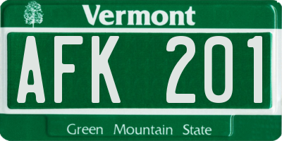 VT license plate AFK201
