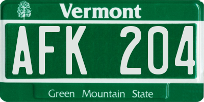VT license plate AFK204