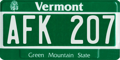 VT license plate AFK207
