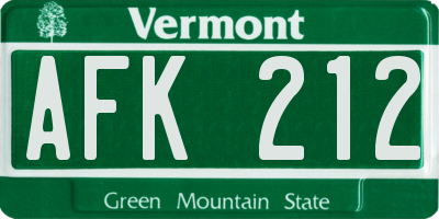 VT license plate AFK212