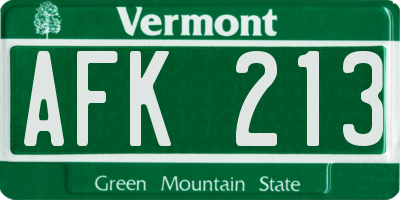 VT license plate AFK213