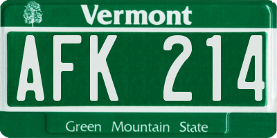 VT license plate AFK214
