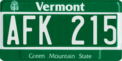VT license plate AFK215