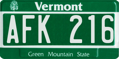 VT license plate AFK216