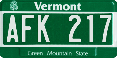 VT license plate AFK217