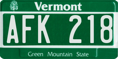 VT license plate AFK218