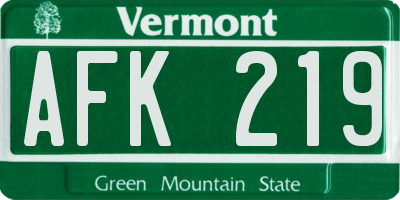 VT license plate AFK219
