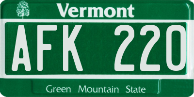 VT license plate AFK220